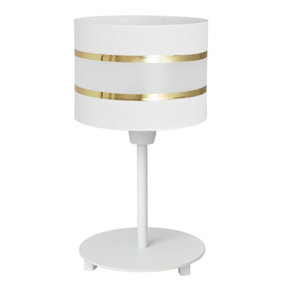 Luminosa Helen Table Lamp With Round Shade White, Gold 20cm