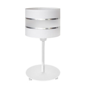 Luminosa Helen Table Lamp With Round Shade White, Silver 20cm