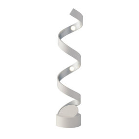 Luminosa Helix Integrated LED Swirl Effect Table Lamp, White, Silver, 4000K