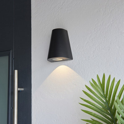 Luminosa Helm Modern Outdoor Integrated LED Down Wall Light Textured Black Finish, IP44