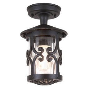 Luminosa Hereford 1 Light Outdoor Ceiling Lantern Black, E27