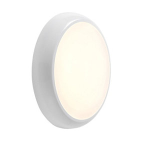 Luminosa Hero 18W LED Round Flush Light Gloss White with Emergency, IP65