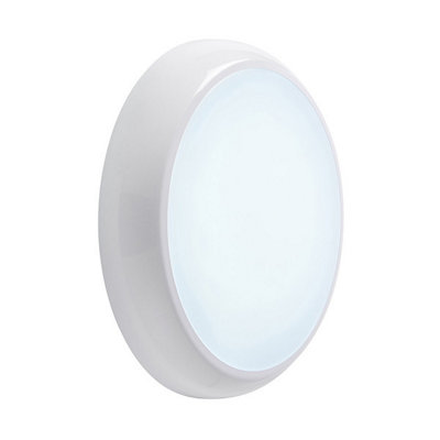 Luminosa Hero 18W LED Round Flush Light Gloss White with Microwave, IP65