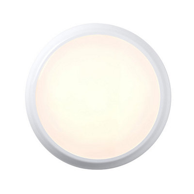 Luminosa Hero 18W LED Round Flush Light Gloss White with Microwave, IP65