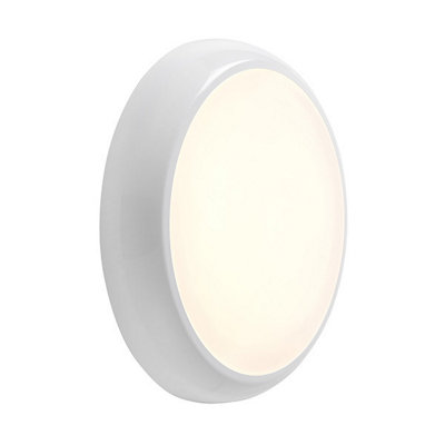 Luminosa Hero Dimmable 18W LED Round Flush Light Gloss White with Sensor 150 detection angle, IP65