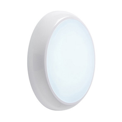 Luminosa Hero Dimmable 18W LED Round Flush Light Gloss White with Sensor 150 detection angle, IP65