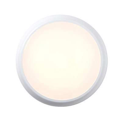 Luminosa Hero Dimmable 18W LED Round Flush Light Gloss White with Sensor 150 detection angle, IP65