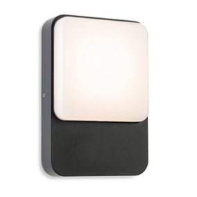 Luminosa Hero LED Wall Light Graphite with White Polycarbonate Diffuser IP54