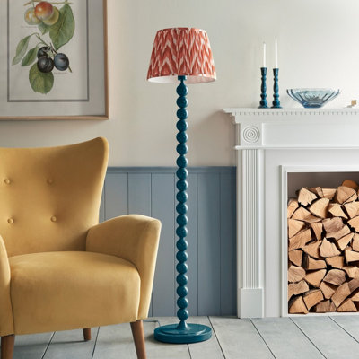 Luminosa Higgledy Gloss Marlin Blue Paint Floor Lamp with Apricot ...