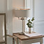 Luminosa Highclere Table Lamp Brushed Chrome Plate, Natural Linen Shade