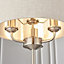 Luminosa Highclere Table Lamp Brushed Chrome Plate, Natural Linen Shade