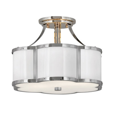Luminosa Hinkley Chance Cylindrical Ceiling Light Polished Nickel with Polished White