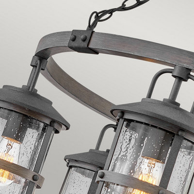 Luminosa Hinkley Lakehouse Outdoor Pendant Ceiling Light Aged Zinc with Driftwood Grey, IP44
