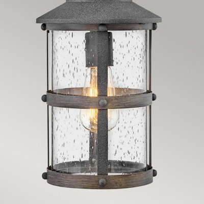 Luminosa Hinkley Lakehouse Outdoor Pendant Ceiling Light Aged Zinc with Driftwood Grey, IP44