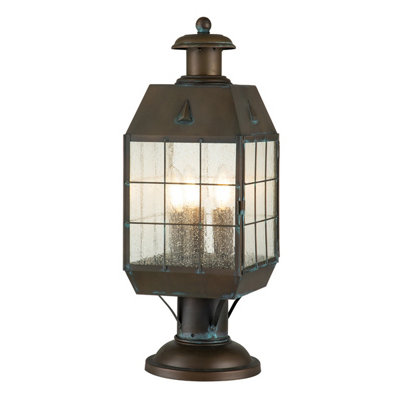 Luminosa Hinkley Nantucket Outdoor Pedestal Light Aged Brass, IP44