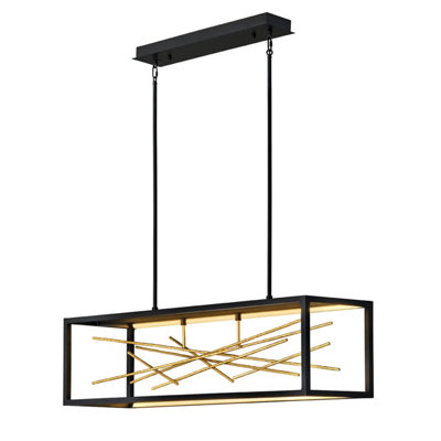 Luminosa Hinkley Styx Integrated LED Bar Pendant Ceiling Light Black & Golded Gold, 3000K