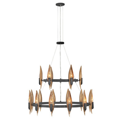 Luminosa Hinkley Willow Cylindrical Pendant Ceiling Light Carbon Black with Deluxe Gold