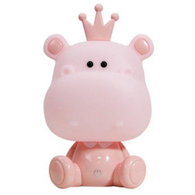 Luminosa Hippo Integrated LED Childrens Table Lamp, Pink