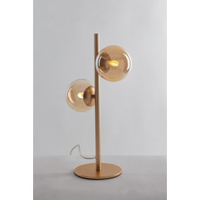 Luminosa Honey Table Lamp, Brass Satin With Champagne Diffusers, G9
