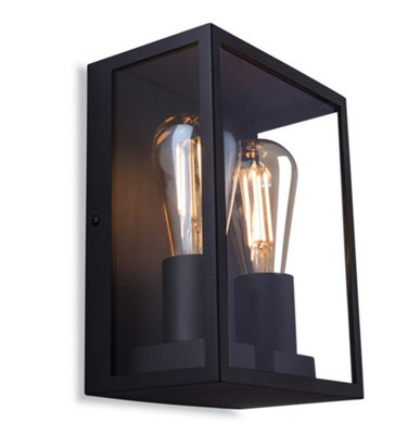 Luminosa Houston Outdoor Flush Box Wall Light Black IP44, E27