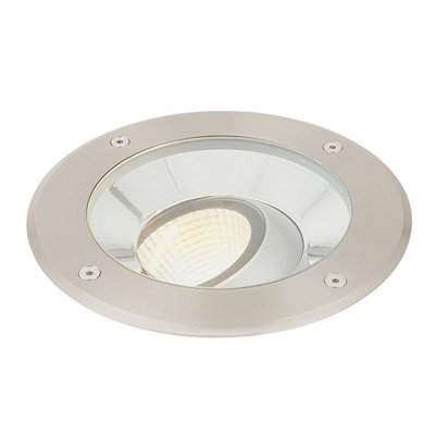 Luminosa Hoxton Outdoor 16.5W LED Recessed Ground Light Brushed Stainless Steel, IP67, 3000K