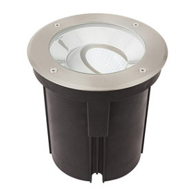 Luminosa Hoxton Outdoor 16.5W LED Recessed Ground Light Brushed Stainless Steel, IP67, 4000K