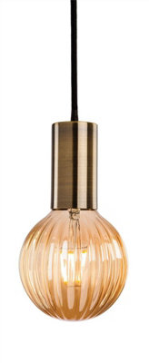Luminosa Hudson 1 Light Ceiling Pendant Antique Brass, E27