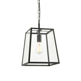 Luminosa Hurst Single Pendant Ceiling Lamp, Matt Black, Glass