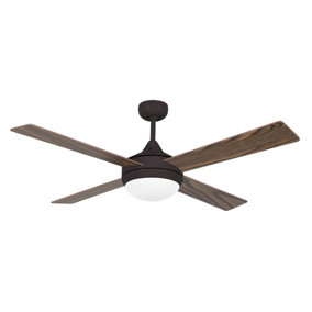 Luminosa Icaria 2 Light Large Ceiling Fan Brown, Mahogany with Light, E27