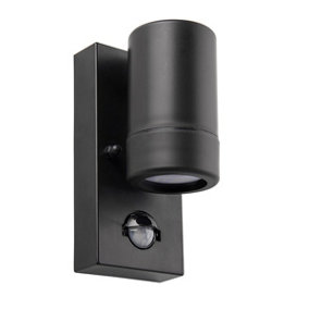 Luminosa Icarus Outdoor PIR Motion Sensor Wall Downlight Black IP44, GU10