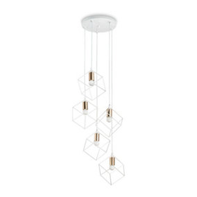 Luminosa Ice Indoor 5 Lights Cage Cluster Drop Ceiling Pendant Lamp White, E27