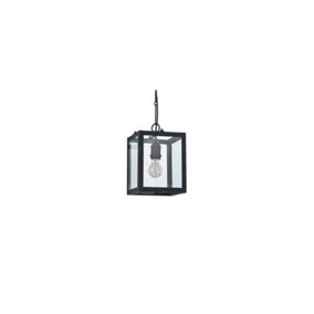Luminosa Igor 1 Light Ceiling Lantern Pendant Bar Black, Clear Glass Plates, E27