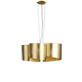 Luminosa Imagine Curved Glass Ceiling Pendant, Golden Leaf, E27