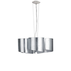 Luminosa Imagine Curved Glass Ceiling Pendant, Silver Leaf, E27