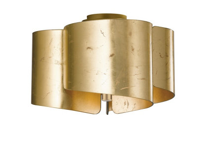 Luminosa Imagine Curved Glass Semi Flush Ceiling Light, Golden Leaf, E27