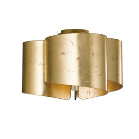 Luminosa Imagine Curved Glass Semi Flush Ceiling Light, Golden Leaf, E27