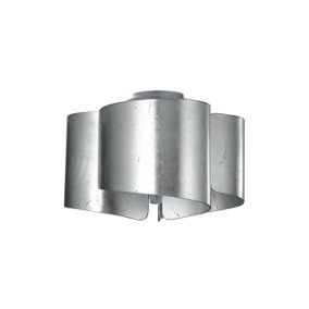 Luminosa Imagine Curved Glass Semi Flush Ceiling Light, Silver Leaf, E27