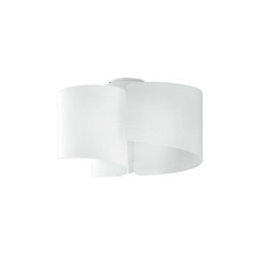 Luminosa Imagine Curved Glass Semi Flush Ceiling Light, White, E27