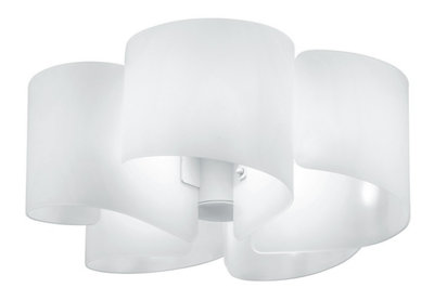 Luminosa Imagine Curved Glass Semi Flush Ceiling Light, White, E27