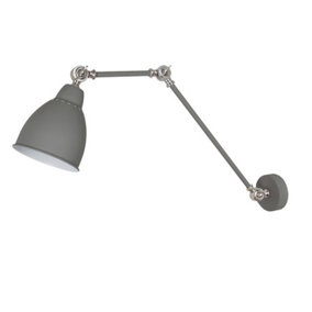 Luminosa Industrial And Retro Dome Wall Lamp Satin Grey 1 Light  with Grey Shade, E27