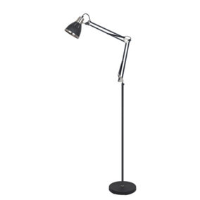 Luminosa Industrial And Retro Floor Lamp Black 1 Light  with Steel Shade, E27