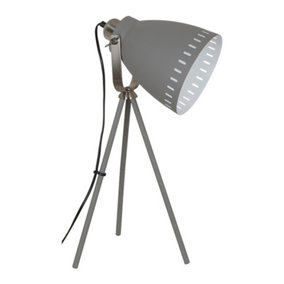 Luminosa Industrial And Retro Floor Lamp Satin Grey 1 Light  with Grey Shade, E27
