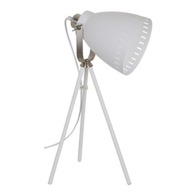 Luminosa Industrial And Retro Floor Lamp White, Satin Nickel 1 Light  with White Shade, E27