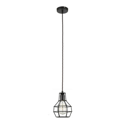 Luminosa Industrial And Retro Hanging Pendant Black 1 Light E27 Diy At Bandq