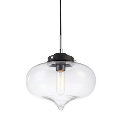 Luminosa Industrial And Retro Hanging Pendant Black 1 Light With Clear Shade E27 Diy At Bandq