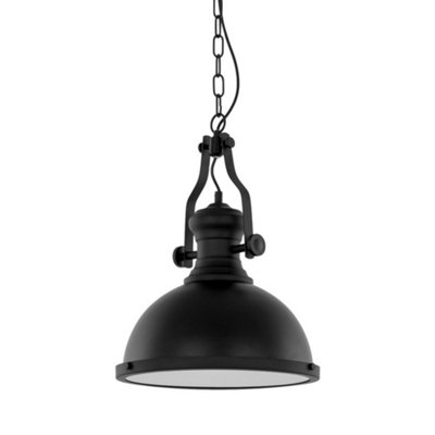 Luminosa Industrial And Retro Hanging Pendant Black 1 Light with Glass Shade, E27