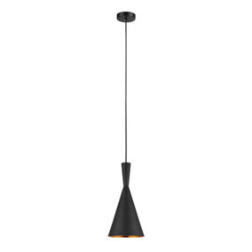 Luminosa Industrial And Retro Hanging Pendant Black, Brass 2 Light  with Metal Alloy Shade, E27