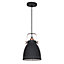 Luminosa Industrial And Retro Hanging Pendant Graphite, Red Copper 1 Light  with Graphite Shade, E27