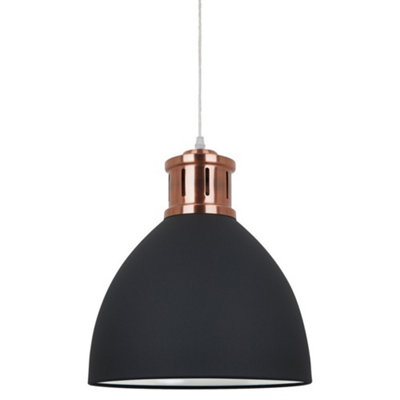 Luminosa Industrial And Retro Hanging Pendant Graphite, Red Copper 1 Light  with Graphite Shade, E27