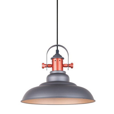 Luminosa Industrial And Retro Hanging Pendant Gray Copper 1 Light E27 Diy At Bandq